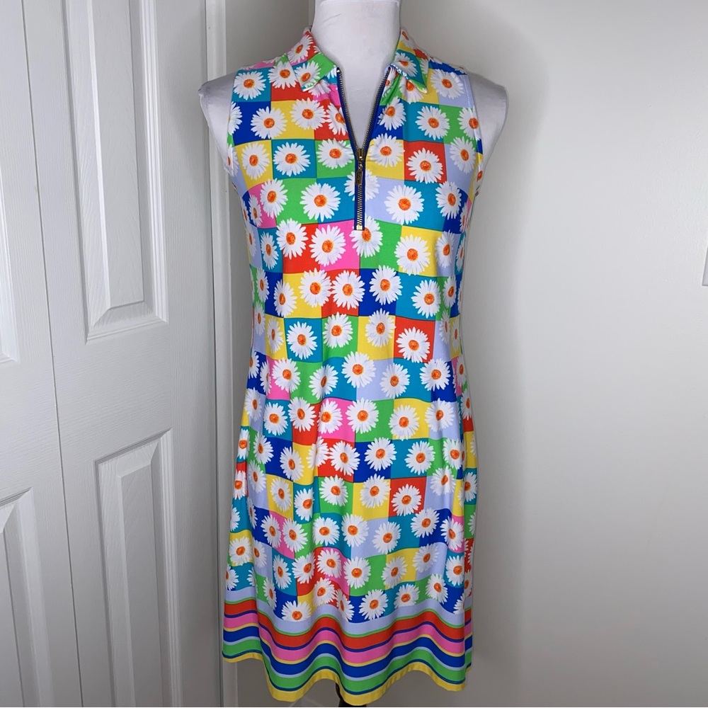 Ivy Lane Retro Daisy Print Sleeveless Dress  Size PS Small  0010